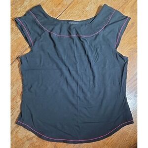 Y2K Fairy Grunge Shirt Womens Medium Black Q.U.E Baby Tee Goth